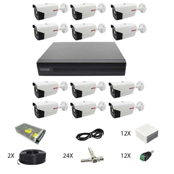 Videó felügyeleti rendszer 12 kamera Rovision oem Hikvision 2MP full hd, IR
40m, DVR 16 csatornák, tartozékok