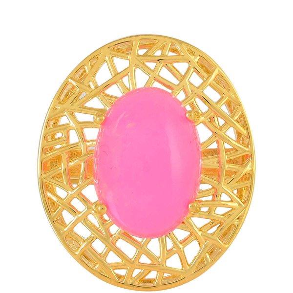 Arannyal Bevont Ezüst Gyűrű Etiópiai Neon Pink Opállal, Méret: 54-55