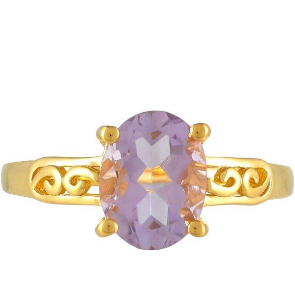 Arannyal Bevont Ezüst Gyűrű Rózsaszínű Ametiszttel, Méret: 59-58