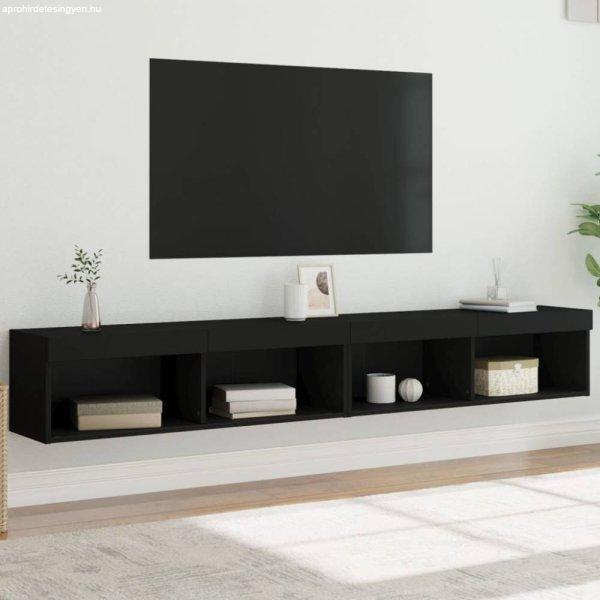 2 db fekete TV-szekrény LED-világítással 100x30x30 cm
