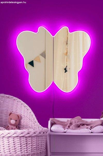 Butterfly Silver Tükör LED -es világítással 57x50 Rózsaszín