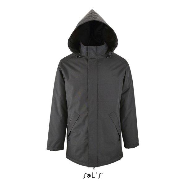 Uniszex ROBYN steppelt bélésű kabát, gallérba rejthető kapucnival,
SOL'S SO02109, Charcoal Grey-XL