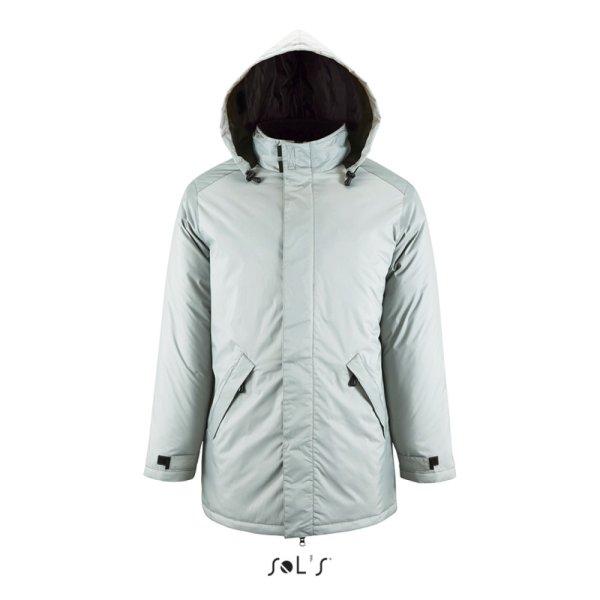 Uniszex ROBYN steppelt bélésű kabát, gallérba rejthető kapucnival,
SOL'S SO02109, Metal Grey-4XL