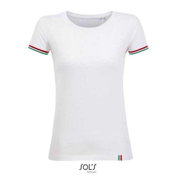 Női RAINBOW rövid ujjú póló, ujján kontrasztos csíkokkal, SOL'S
SO03109, White/Red/White/Kelly Green-2XL