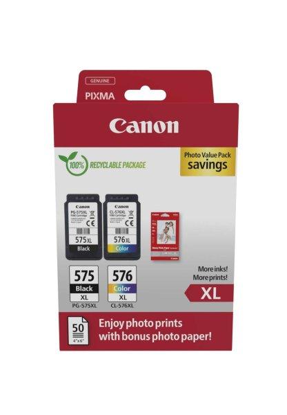 Canon PG-575XL /CL-576XL Eredeti Tintapatron Fekete/Színes + 50db Fotópapír