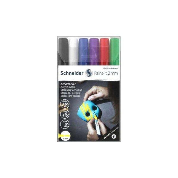 Dekormarker 2mm Schneider akril, Paint-It 310, 6 különböző szín