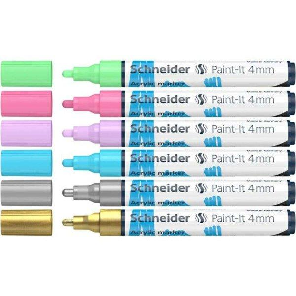 Dekormarker 4mm Schneider akril, Paint-It 320, 6 különböző szín