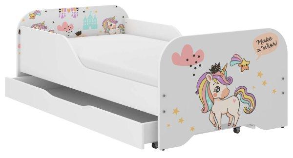 MIKI gyerekágy 160x80cm ajándék matraccal, ágyneműtartó nélkül -
Szivárvány Unikornis 