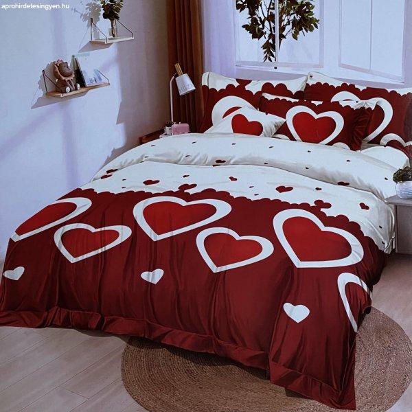 Szerelmes 7 részes ágynemű - vörös és fehér