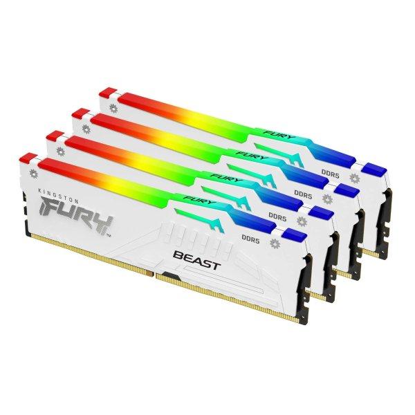 Kingston 64GB / 5600 Fury Beast RGB White DDR5 RAM KIT (4x16GB)