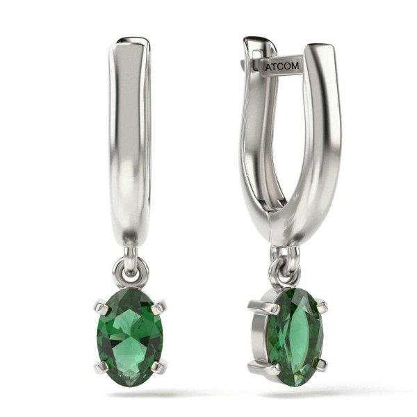 Ezüst fülbevaló Emeralde kristályokkal, 42-es modell
