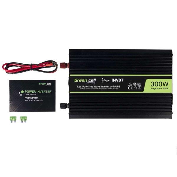 Green Cell INV07 Inverter és UPS az 1-ben központi fűtéshez és
szivattyúhoz 12V / 300W