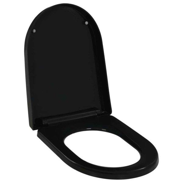 vidaXL U alakú polipropilén WC ülőke lassan záródó fedéllel #fekete