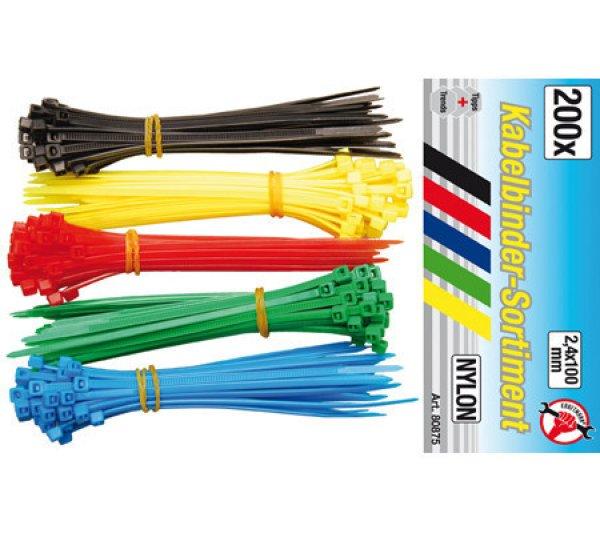 BGS-80875 Kábelkötegelő 2,4 x 100mm színes 200db