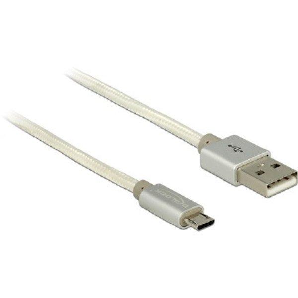 Delock USB-A 2.0 -> USB-B 2.0 micro M/M adatkábel 1m fehér
