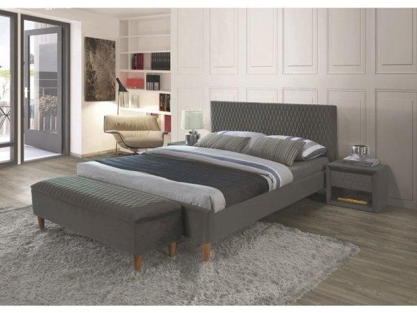 Kárpitozott ágy AZURRO VELVET 140 x 200 cm szín szürke / tölgy
