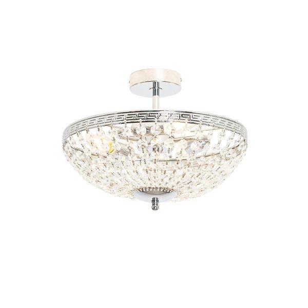 Klasszikus mennyezeti lámpa acél kristály 3-lámpával - Mondrian