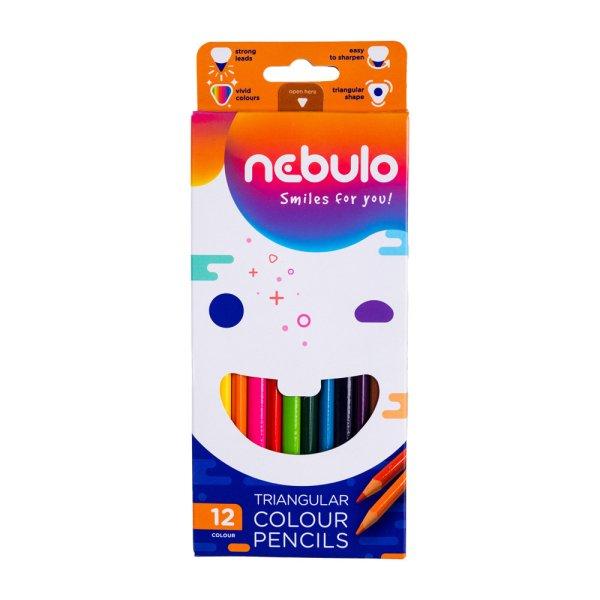 Színes ceruza készlet, háromszögletű Nebulo 12 klf. szín