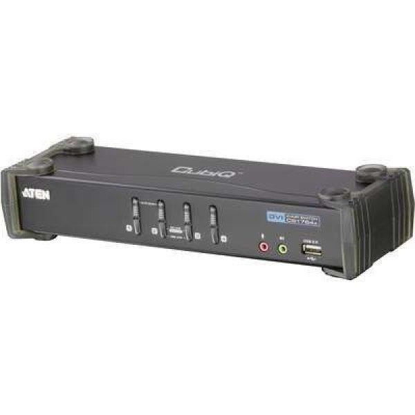 4 portos KVM switch, (billentyűzet, video, egér) elosztó, és USB 2.0 Hub
Aten CS1764A-AT-G