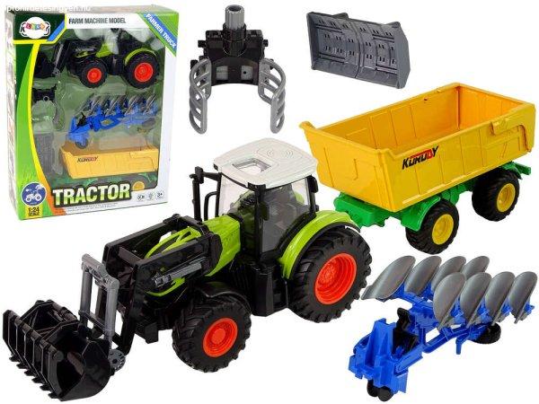 Traktor mezőgazdasági gépekkel és pótkocsival Farm Machine Fény- és
hangeffektusok 6 db 13339