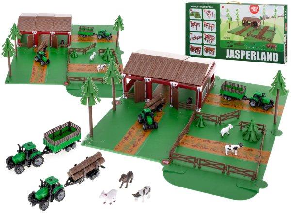 Játék farm készlet állatokkal, 2 darab traktorral