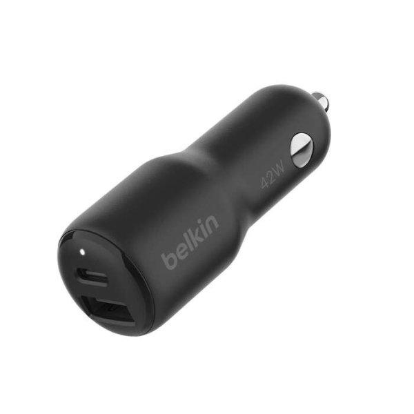 Belkin BoostCharge USB-C / USB-A Autós töltő - Fekete (42W)