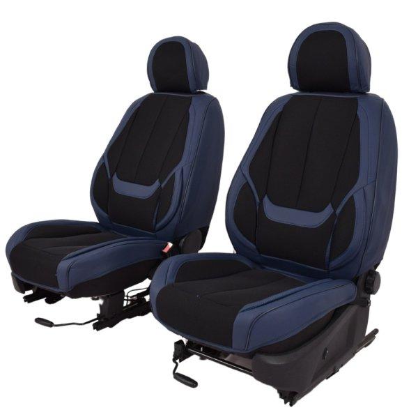 Seat Toledo 2004-Től Nemesis Bőr/Szövet Méretezett Üléshuzat -Kék/Fekete-
2Db Első Ülésre