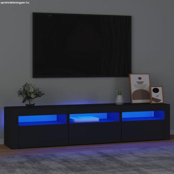 Fekete TV-szekrény LED-világítással 180x35x40 cm
