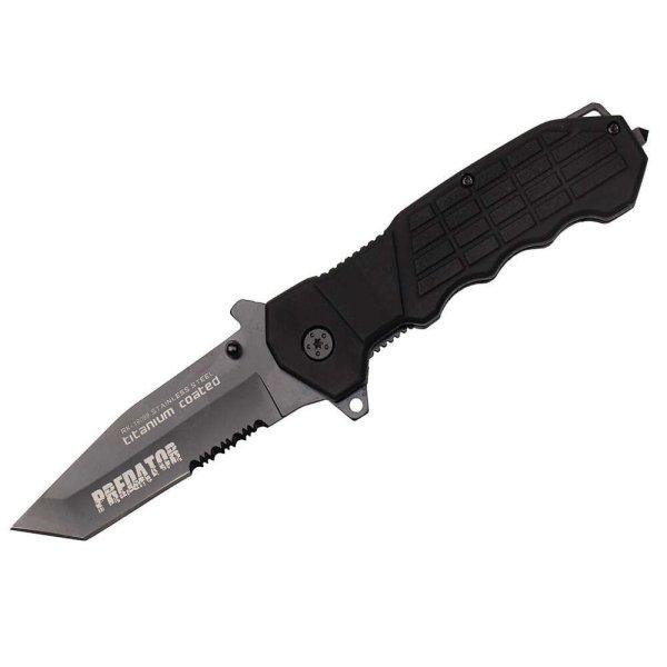 IdeallStore® vadászkés, Predator Blade, rozsdamentes acél, 22.5 cm, fekete,
hüvely mellékelve