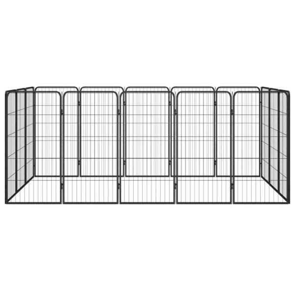 16-paneles fekete porszórt acél kutyakennel 50 x 100 cm
