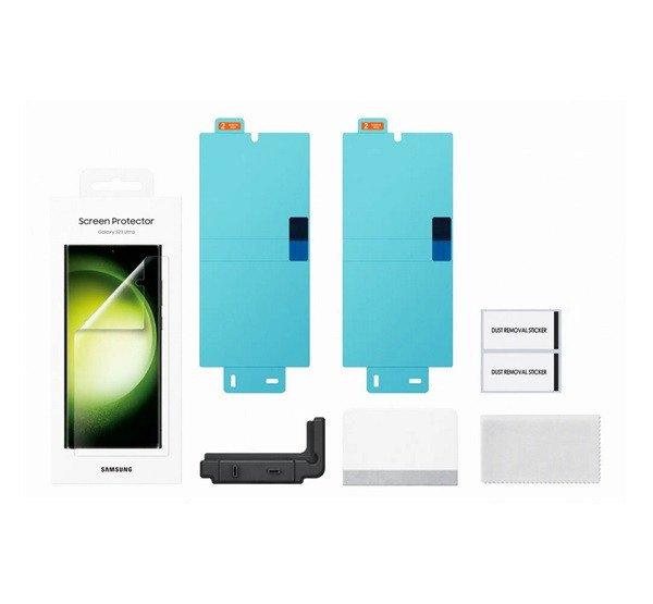 SAMSUNG képernyővédő fólia 2db (törlőkendő, felhelyezést segítő
keret) ÁTLÁTSZÓ Samsung Galaxy S23 Ultra (SM-S918)