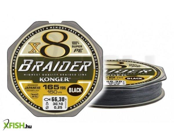 Konger Braider X8 Black Fonott Zsinór 150m 0,14mm 17,5Kg