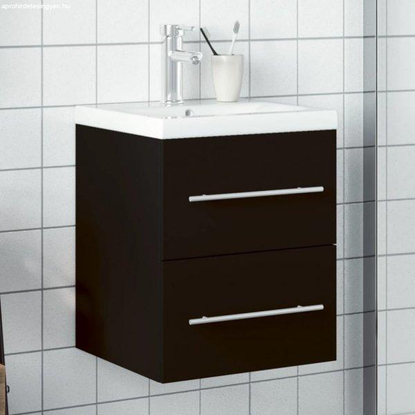 Fekete fürdőszobai mosdószekrény beépített mosdókagylóval