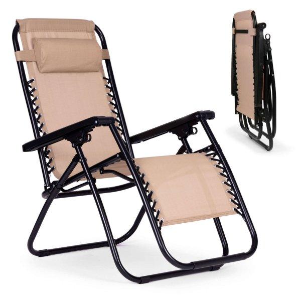 Kerti fotel állítható háttámlával - bézs zero gravitáció modernhome