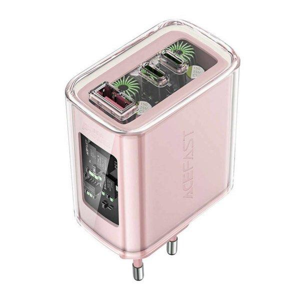 Fali töltő Acefast A45, 2x USB-C, 1xUSB-A, 65 W PD, rózsaszín (A45 Cherry
blossom)