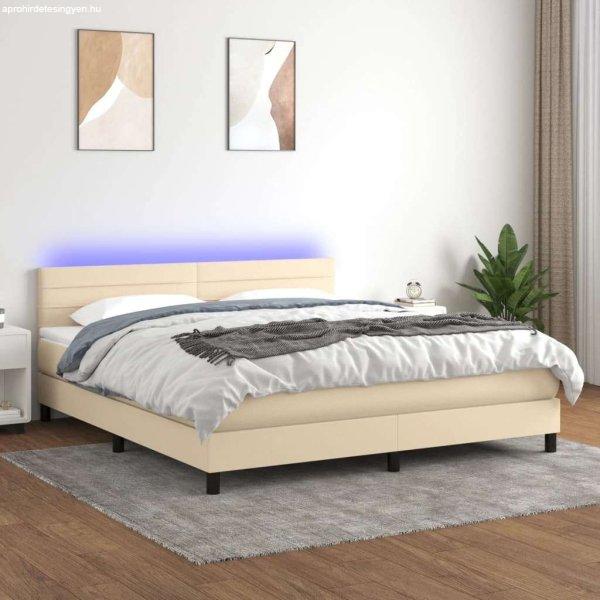 vidaXL krémszínű szövet rugós és LED-es ágy matraccal 180 x 200 cm