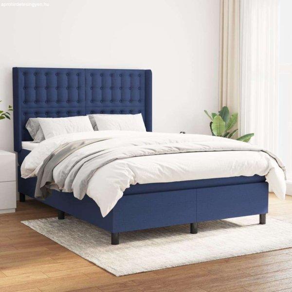 vidaXL kék szövet rugós ágy matraccal 140 x 190 cm