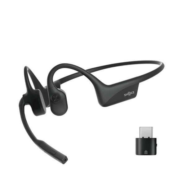 Shokz OpenComm2 csontvezetéses Bluetooth fekete Open-Ear headset + USB-A
adapter