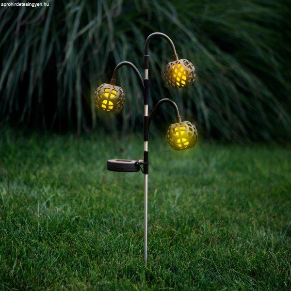 Leszúrható szolár lámpa - lánghatással - 5 gömb - 7 cm - 30 LED
