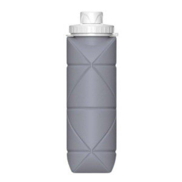Összecsukható szilikon vizes palack, 600 ml - szürke - MS-743
