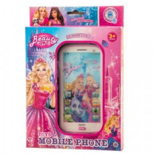 Barbis telefon, nyakba akasztható játéktelefon, zenélő, rózsaszín