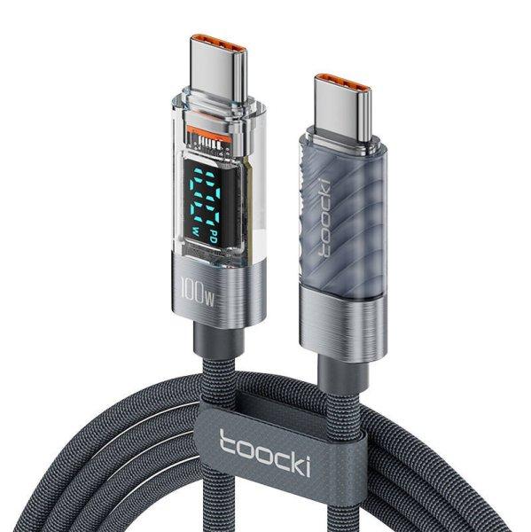 Toocki USB-C-USB-C kábel, 1 m, 100 W (szürke)