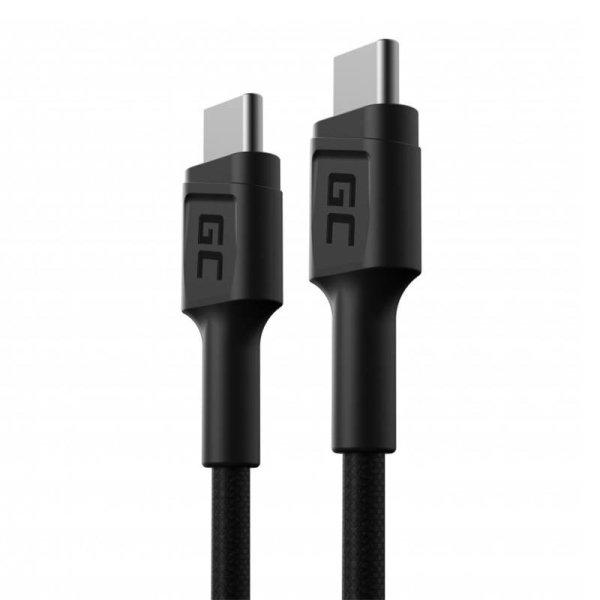 USB-C kábel - USB-C Green Cell GC PowerStream 30 cm, tápellátással (60 W)
és Ultra Charge, QC 3.0