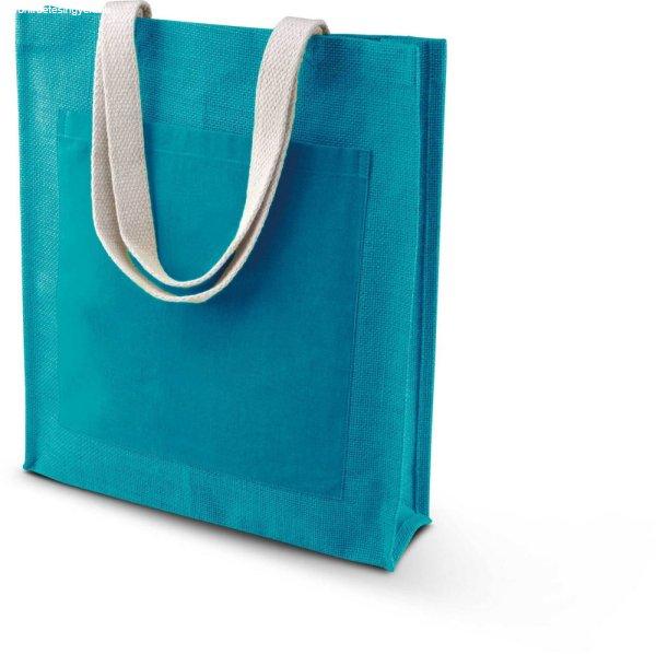 KI0221 juta bevásárlótáska, pamut első zsebbel Kimood, Turquoise-U