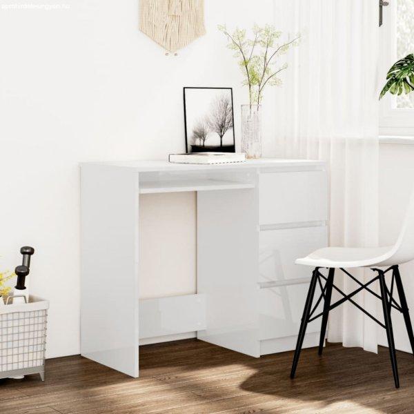 Fehér magasfényű forgácslap íróasztal 90 x 45 x 76 cm