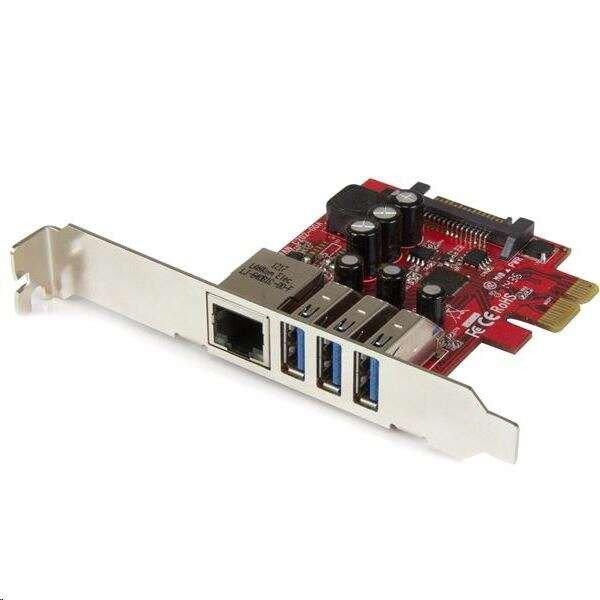StarTech.com 3x USB 3.0 + Gigabit Ethernet bővítő kártya PCIe