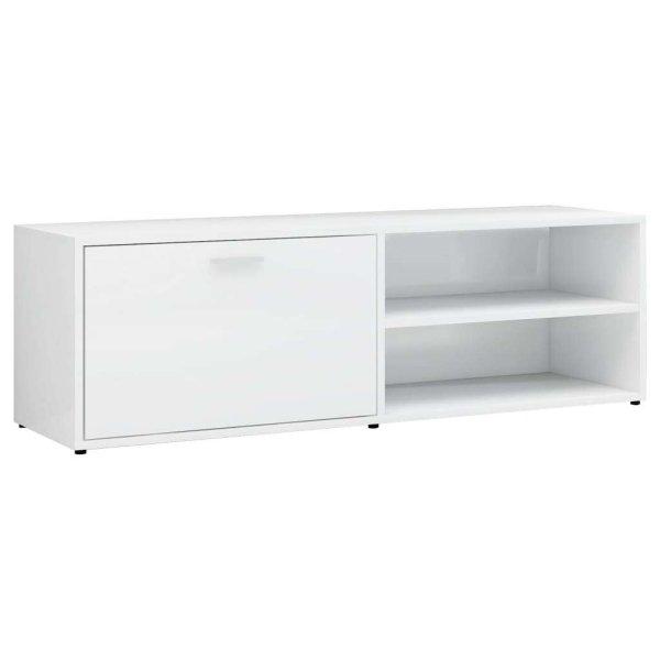 Magasfényű fehér forgácslap tv-szekrény 120 x 34 x 37 cm