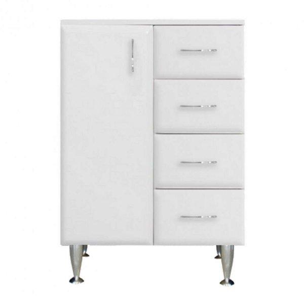Bianca Plus 60 alacsony szekrény 1 ajtóval, 4 fiókkal,magasfényű fehér
színben, balos