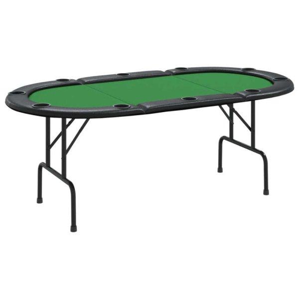 Zöld összecsukható pókerasztal 10 játékosnak 206 x 106 x 75 cm