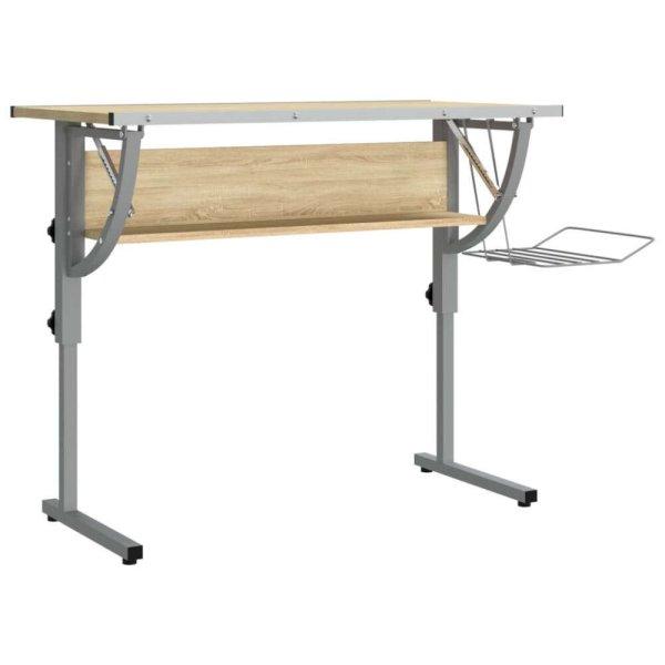 Sonoma-szürke szerelt fa és acél íróasztal 110x53x(58-87) cm